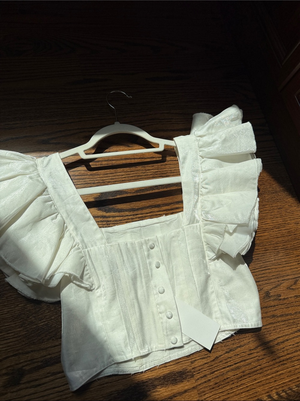 Sofie The Label Ruffle Sleeve Square Neck Crop Top - Picture 8 of 17